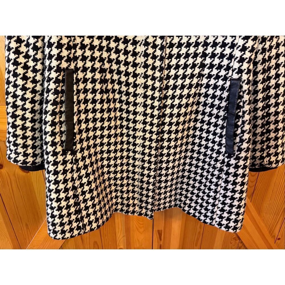 Vintage Apt. 9 Black White Houndstooth Lined Wool Blend Coat READ Size Large (64 - Picture 3 of 12